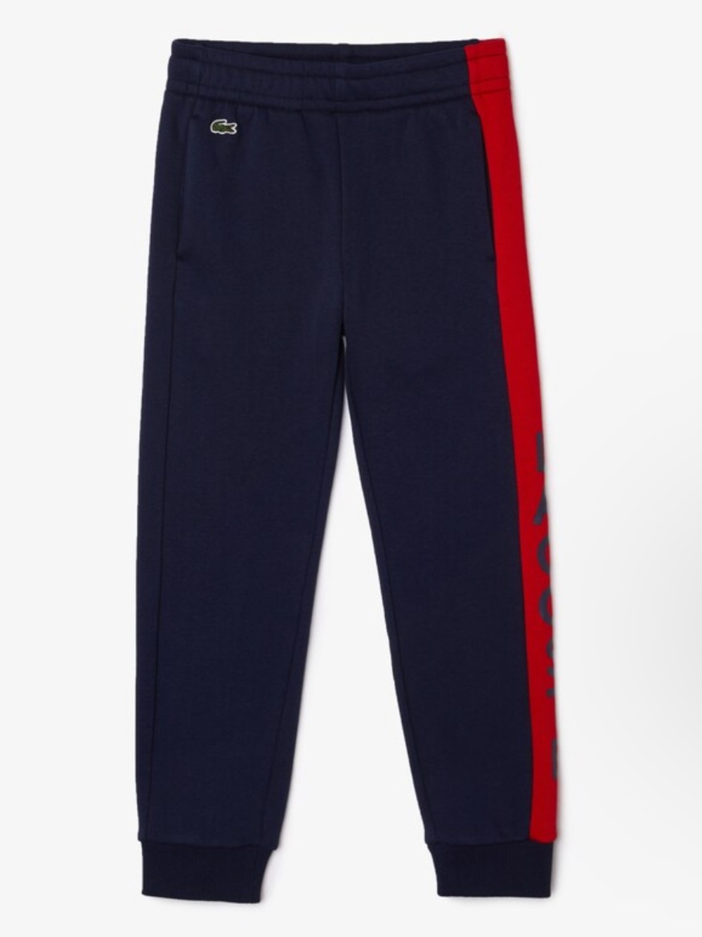 Lacoste Navy Sweatpants Red Side Panel Fleece Blend Joggers Boys Size 14